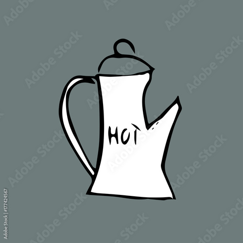 Coffee pots and inscription hot