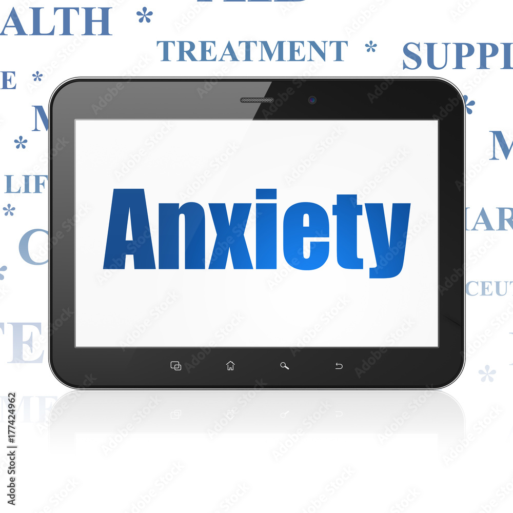 Healthcare concept: Tablet Computer with Anxiety on display Healthcare concept: Tablet Computer with Anxiety on display