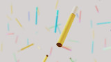 Floating Vibrantly Colored cigarettes against a background of similarly brightly colored cigarettes
