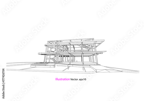construction building drawing vector model concept