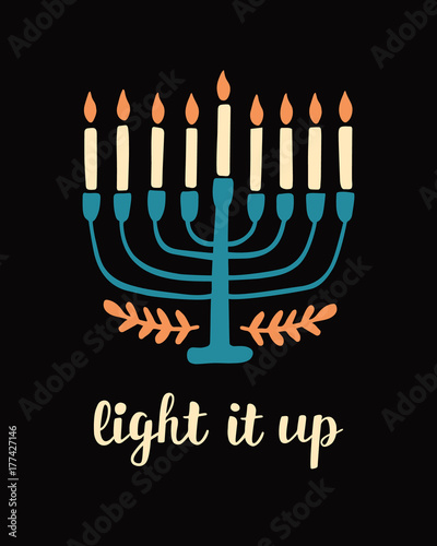 Happy Hanukkah, hand written brush lettering