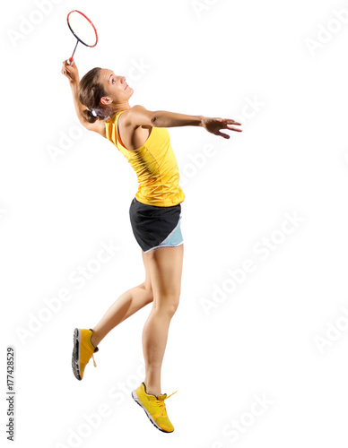 Young woman badminton player (ver without shuttlecock)