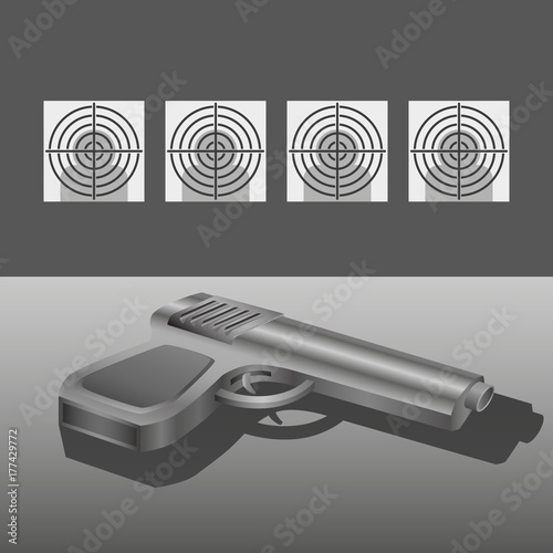Shooting range with gun vector concept illustration