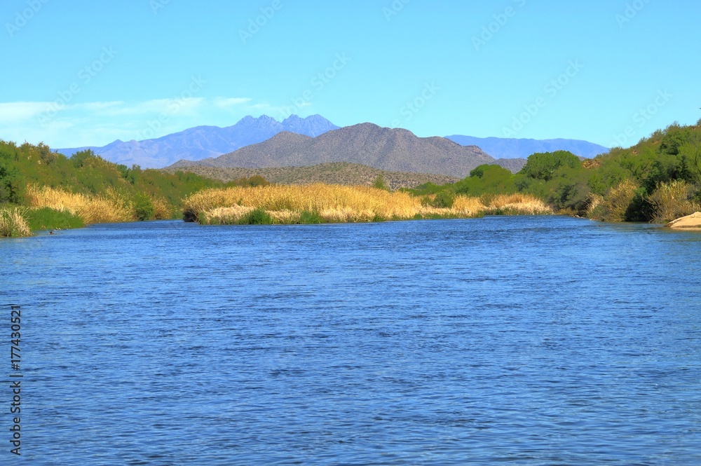 Desert River with Blue Water