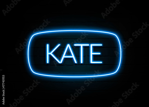 Kate  - colorful Neon Sign on brickwall photo