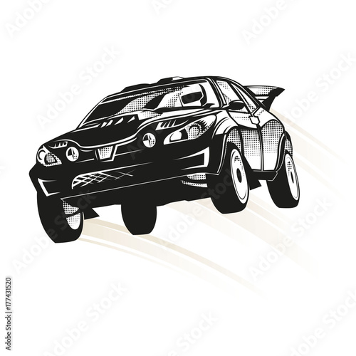 Rally car jump 