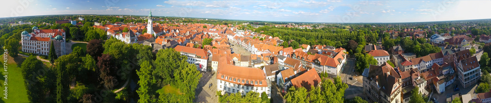 Aerial view of Celle at sunset, Germany
