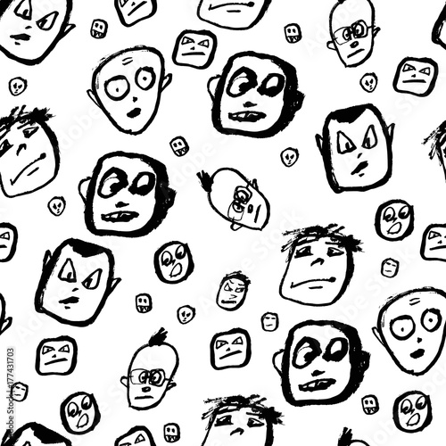 Doodles faces pattern
