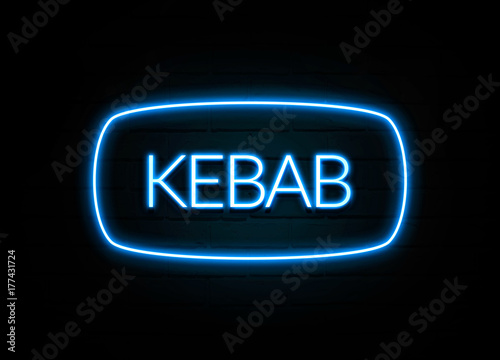 Kebab - colorful Neon Sign on brickwall