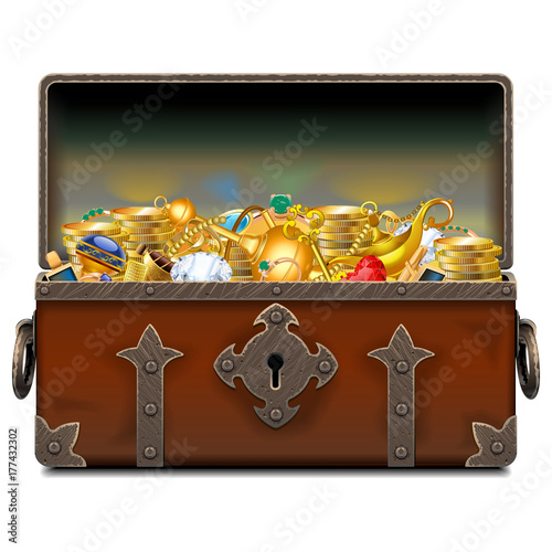 Vector Old Pirate Forged Chest with Gold