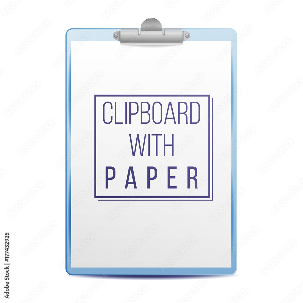 Realistic Clipboard Vector. A4 Size. Top View. Isolated On White Illustration