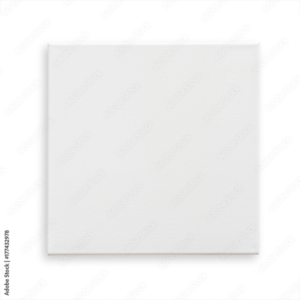 White canvas frame mock up template square size isolated on white background with clipping path for arts painting and photo hanging interior decoration - obrazy, fototapety, plakaty 