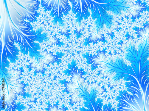  Abstract Aqua Blue White Christmas Tree Branch with Snowflakes.