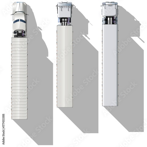 Vector top-view semi-trucks set
