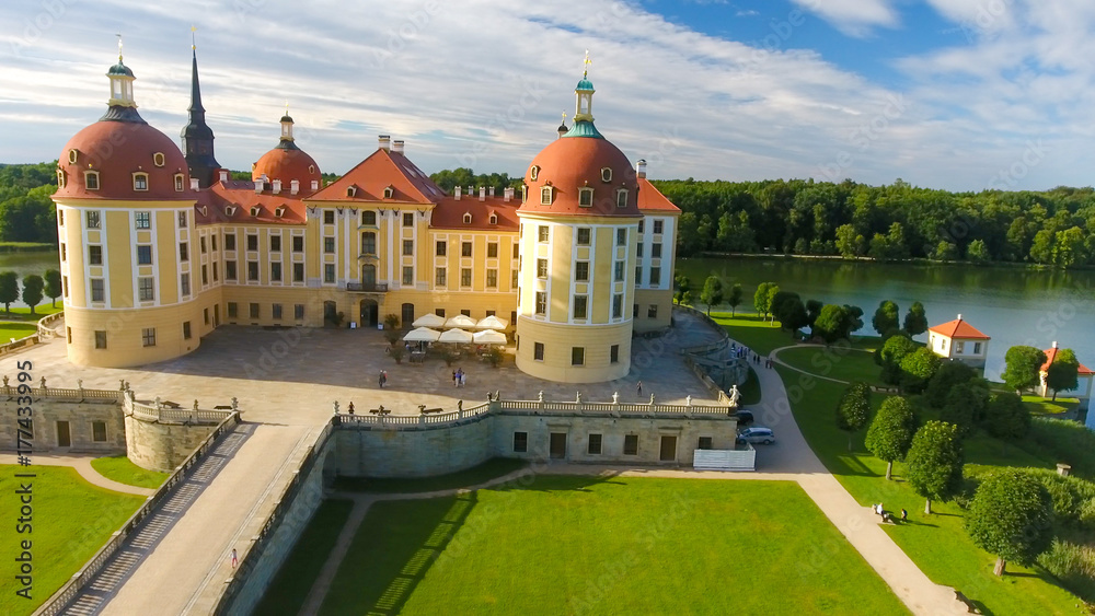 Aerial view of Moritzburg Castle, Germany
