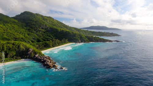 Grande Anse aerial view - La Digue Island, Seychelles