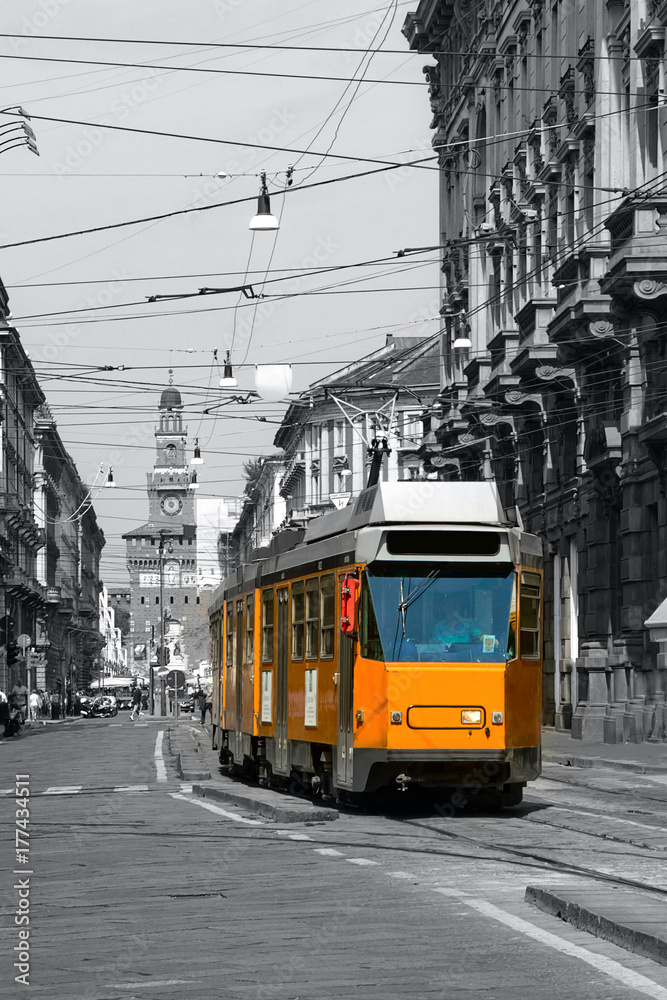 Tram a Milano Italia