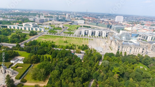 Aerial view of Berlin skyline from June 17 road, Germany © jovannig