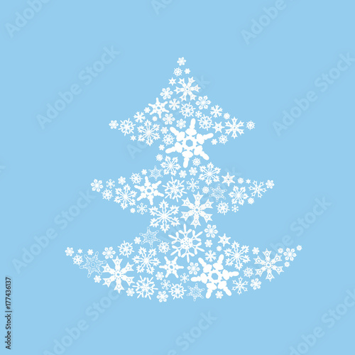 Christmas tree of snowflakes photo