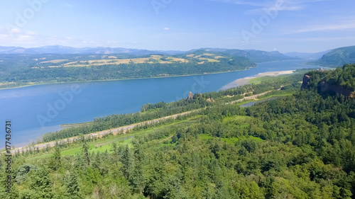 Aerial view of Columbia river gorge in Oregon, USA