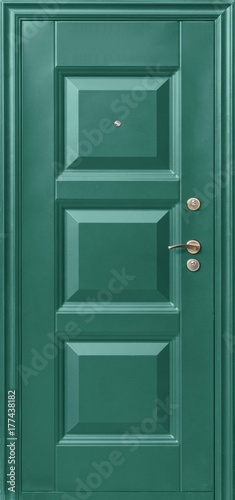 The model of the entrance metal door with the overlaid decorative elements