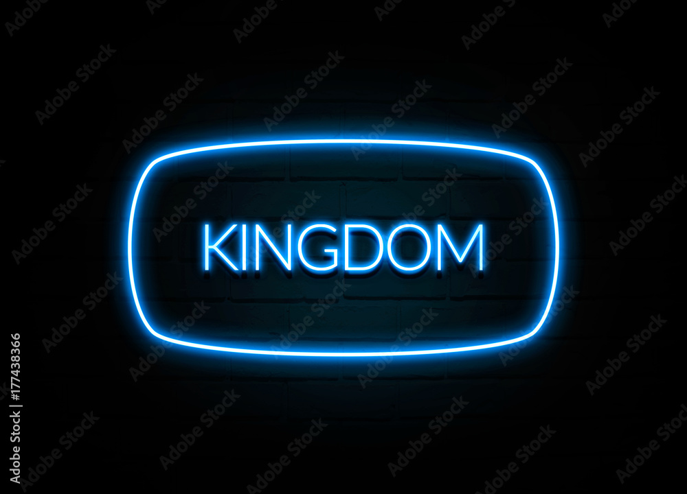Kingdom  - colorful Neon Sign on brickwall