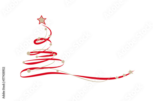 tannenbaum - rot-beige mit kugeln
