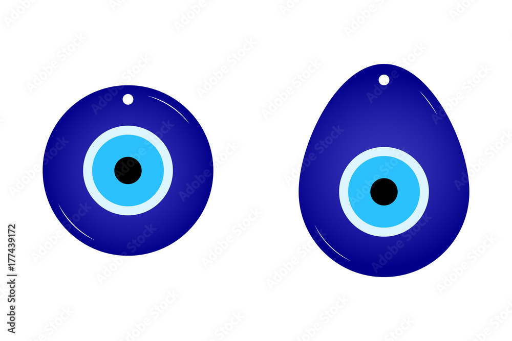 Flat simple amulet isolated on white background. Blue color icon of cute talismans in the cartoon style. Vector illustration. Image of Fatima's Eye. Amulet from evil eye. Nazar. Magic Item, Attribute. Flat simple amulet isolated on white background. Blue color icon of cute talismans in the cartoon style. Vector illustration. Image of Fatima's Eye. Amulet from evil eye. Nazar. Magic Item, Attribute.