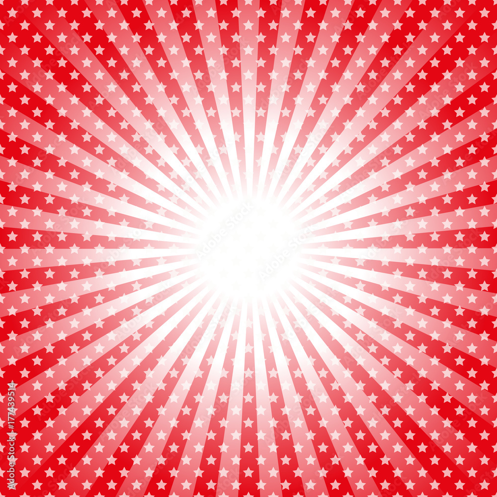 Obraz premium Pop Art template with stars, Retro sunburst ray in vintage style