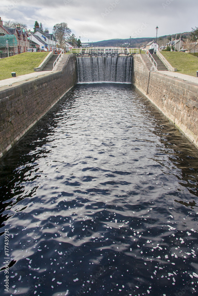Caledonian canal lock gate Fort Augustus, Scotland