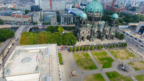 Aerial view of Berlin Cathedral and skyline, Germany