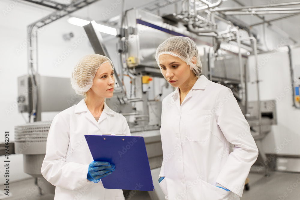 women technologists at ice cream factory women technologists at ice cream factory
