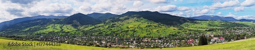 Panorama of the villiage at the karpatian mountains