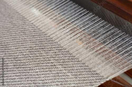 Close up of an artisanal woven fabric unfinished