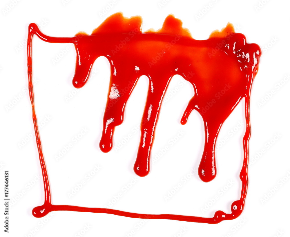 Blood spatter, dripping isolated on white background, top view