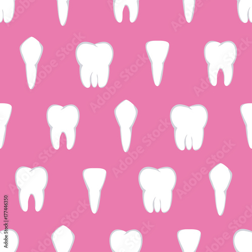 Tooth seamless pattern. Four different types of teeth. Vector illustration