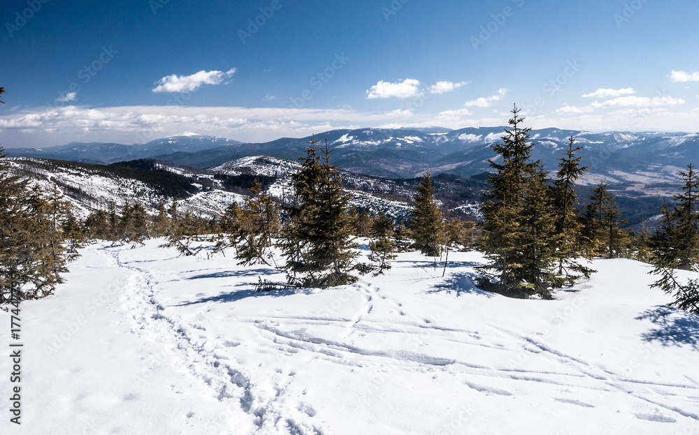 winter Beskids mountains panorama