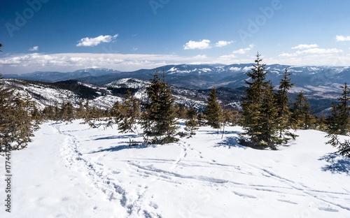 winter Beskids mountains panorama