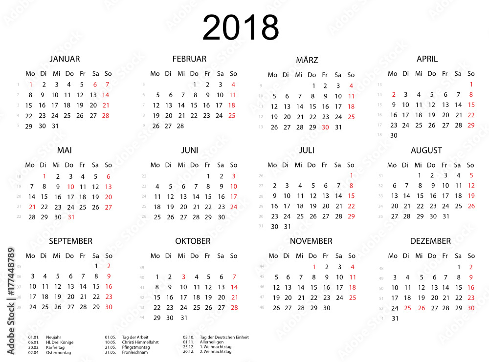 Kalender 2018 Querformat