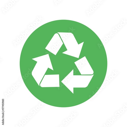 Recycle logo flat icon. Vector illustration