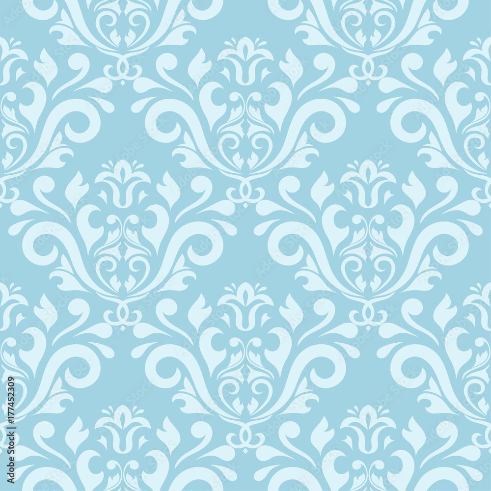 Seamless blue and white pattern with wallpaper ornaments Seamless blue and white pattern with wallpaper ornaments