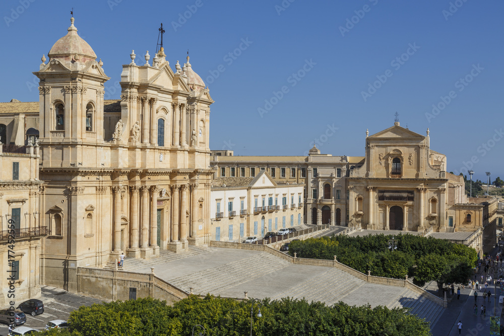 A cathedral in a historical center of Noto town on Sicily