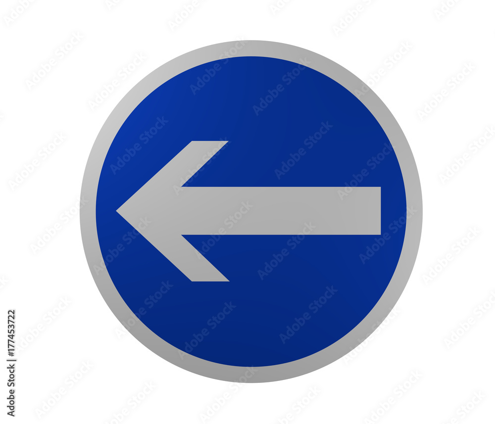 Verkehrszeichen: Vorgeschriebene Fahrtrichtung, hier links Verkehrszeichen: Vorgeschriebene Fahrtrichtung, hier links