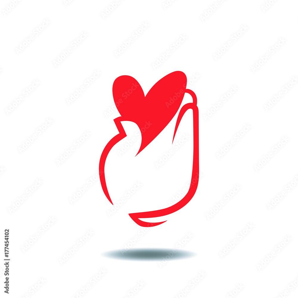 Heart in hand logo. Charity, health concept Heart in hand logo. Charity, health concept