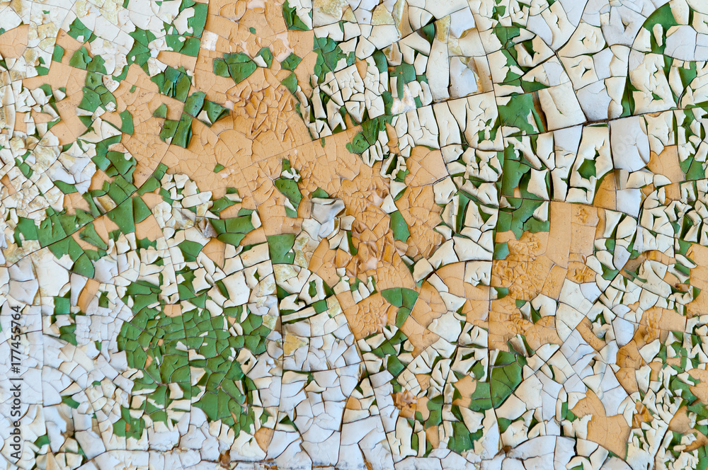 Fototapeta premium Texture background of bright peeling paint