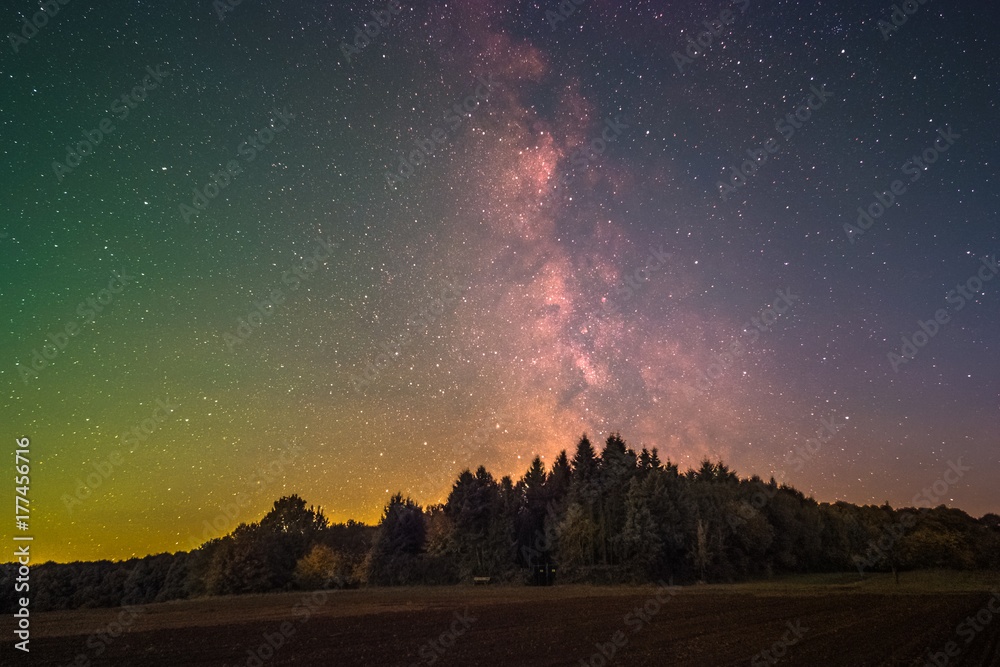 The Milky Way as seen from Battenberg in the Palatinate Forest in Germany. The Milky Way as seen from Battenberg in the Palatinate Forest in Germany.