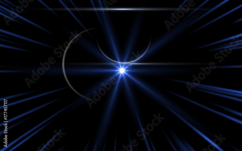 Abstract Digital lens flare in black background.Modern abstract beautiful rays light streak background.Nature beautiful flare.