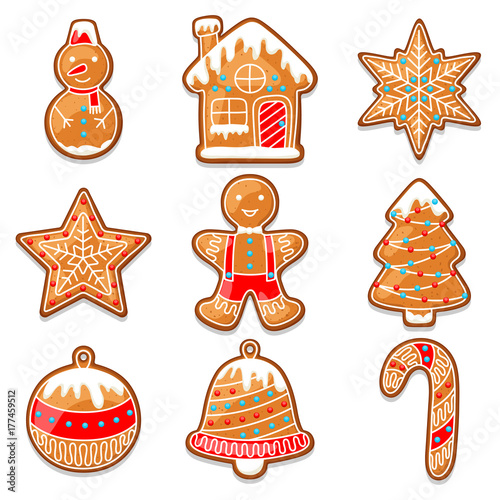 Set of various gingerbreads for Merry Christmas
