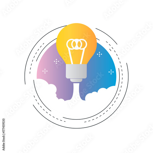  Brainstorming, business project startup gradient color vector illustration design. Business startup launch icon design for web banners and apps