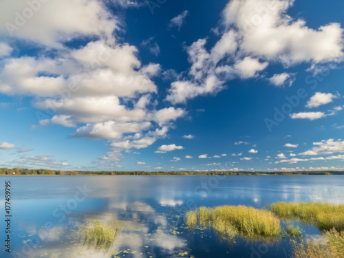 Blue sky over lake